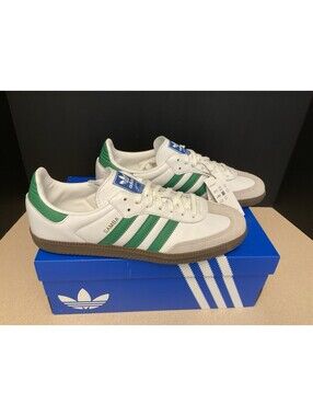 New! Mens Adidas Samba OG White/Green/Gum Athletic Shoes. Size 10.5. Awesome!!!